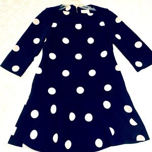 Kate Spade 3/4 Sleeve Polka Dot Swing Dress Size 2 NEW